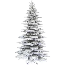Fraser Hill Farm FFPV090-0SN 9 ft. Pine Valley Flocked Artificial Christmas Tree, w/ DIY Potential w/ No Lights, Metal Base