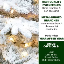 Fraser Hill Farm FFPV090-0SN 9 ft. Pine Valley Flocked Artificial Christmas Tree, w/ DIY Potential w/ No Lights, Metal Base