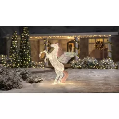 Home Accents Holiday TY505-1714-1 6 ft. Cool White LED Unicorn with Wings Holiday Yard Decoration