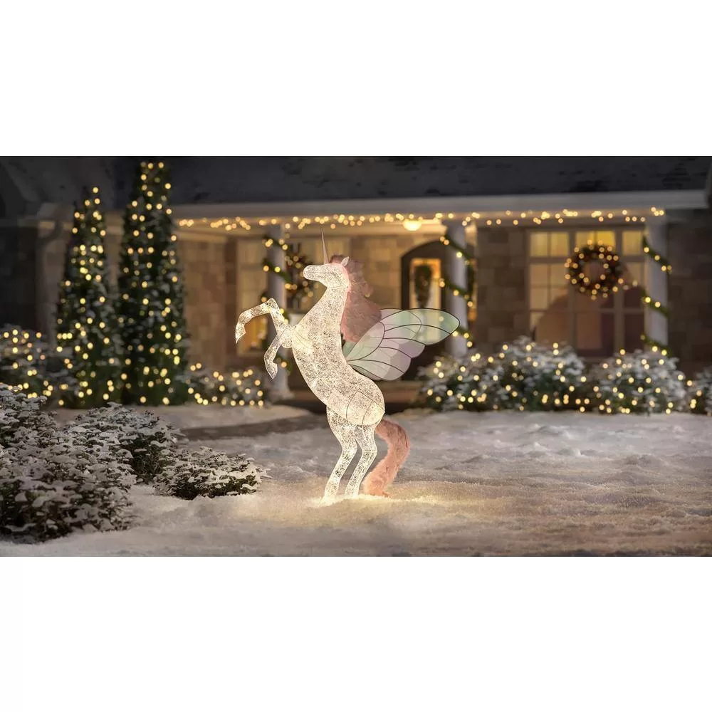 Home Accents Holiday TY505-1714-1 6 ft. Cool White LED Unicorn with Wings Holiday Yard Decoration