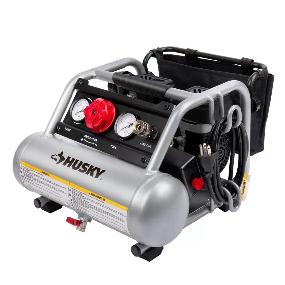 Husky 3300113 1 Gal. Portable Electric-Powered Silent Air Compressor