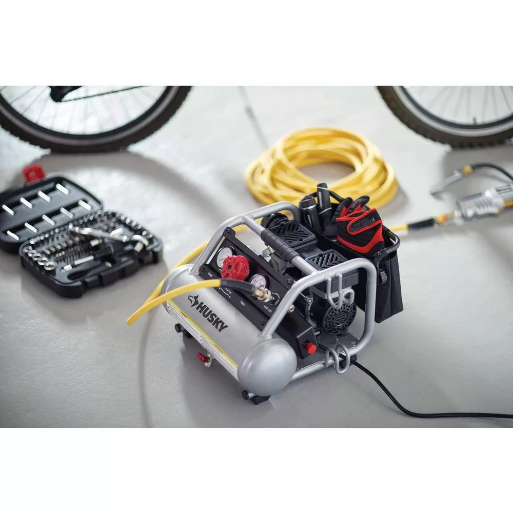 Husky 3300113 1 Gal. Portable Electric-Powered Silent Air Compressor
