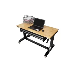 Husky HOLT4602B12 46 in. Adjustable Height Work Table with 2-Drawers in Black