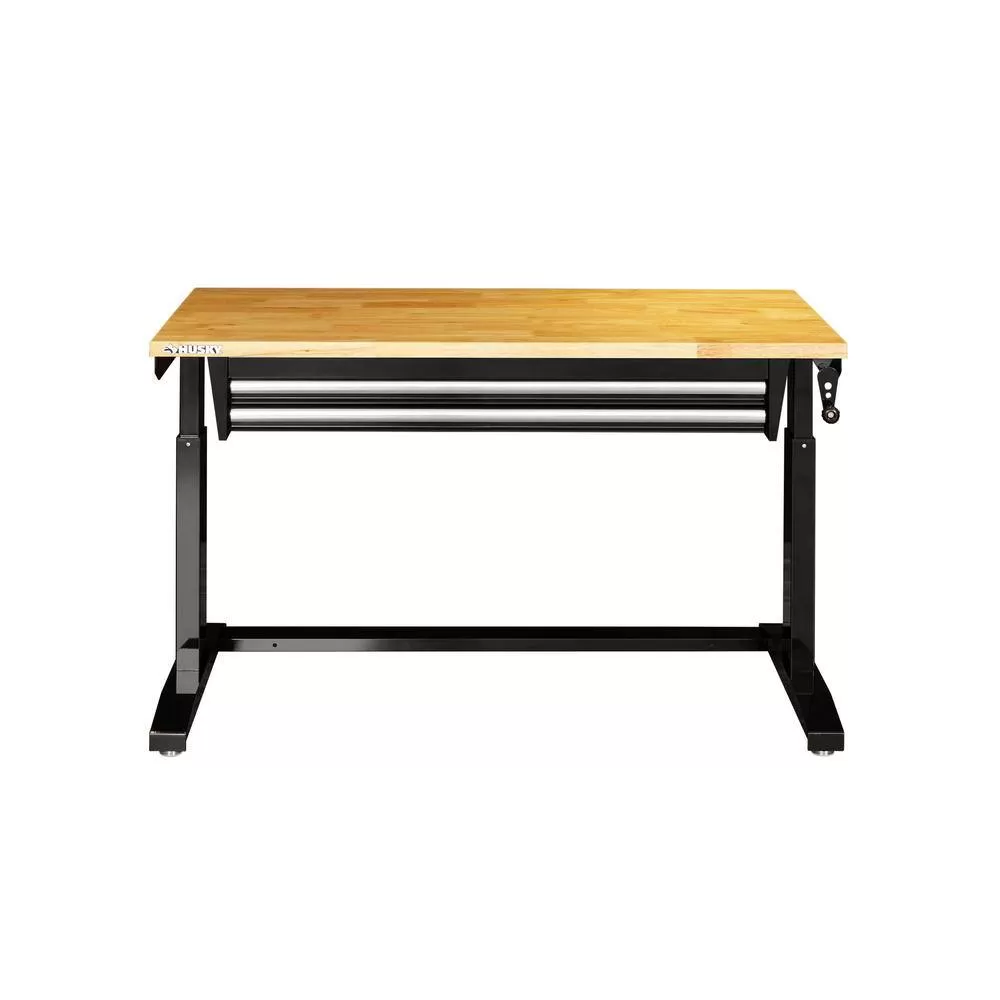 Husky HOLT4602B12 46 in. Adjustable Height Work Table with 2-Drawers in Black