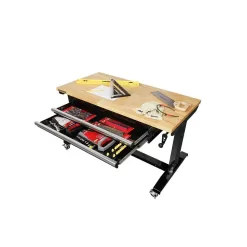 Husky HOLT4602B12 46 in. Adjustable Height Work Table with 2-Drawers in Black