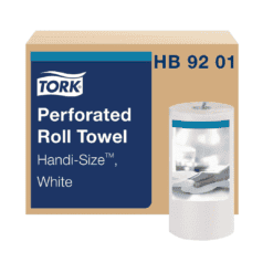 Tork Handi-Size Perforated Roll Towel White, Certified Compostable, 30 x 120 Towels, HB9201