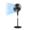 PELONIS 16'' Pedestal Remote Control, Oscillating Stand Up Fan 7-Hour Timer, Supreme 16"-Black