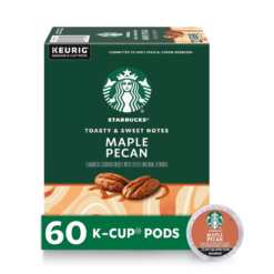 Starbucks Coffee K-Cup Pods—Maple Pecan Flavored Coffee—Naturally Flavored—100% Arabica—6 boxes (60 pods total)