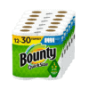 Bounty Quick-Size Paper Towels, White, 12 Family Rolls = 30 Regular Rolls
