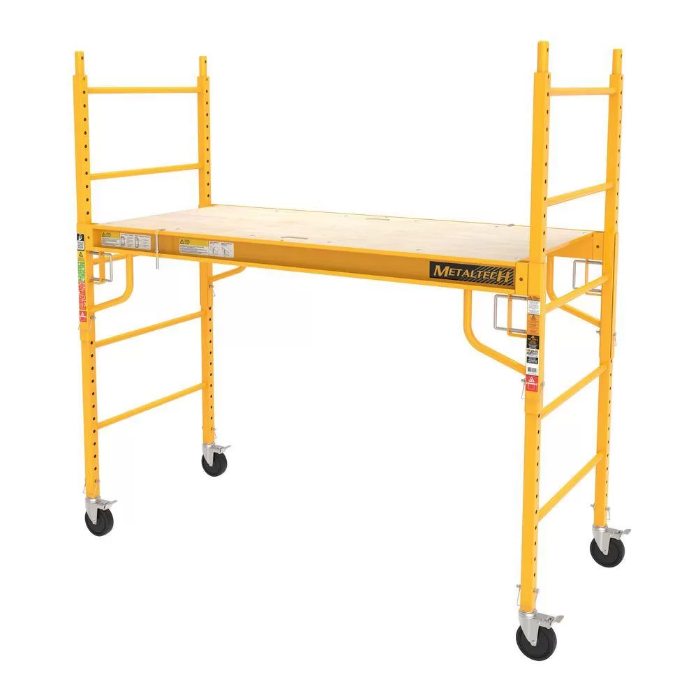 MetalTech I-CISC Jobsite 6 ft. Baker Style Rolling Scaffold Platform, 1100 lbs. Load Capacity, Steel, 6 ft. W x 6.25 ft. H x 2.5 ft. D