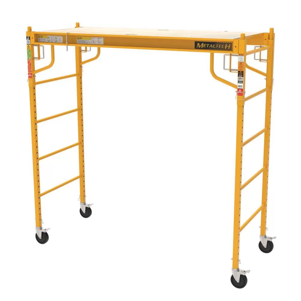MetalTech I-CISC Jobsite 6 ft. Baker Style Rolling Scaffold Platform, 1100 lbs. Load Capacity, Steel, 6 ft. W x 6.25 ft. H x 2.5 ft. D