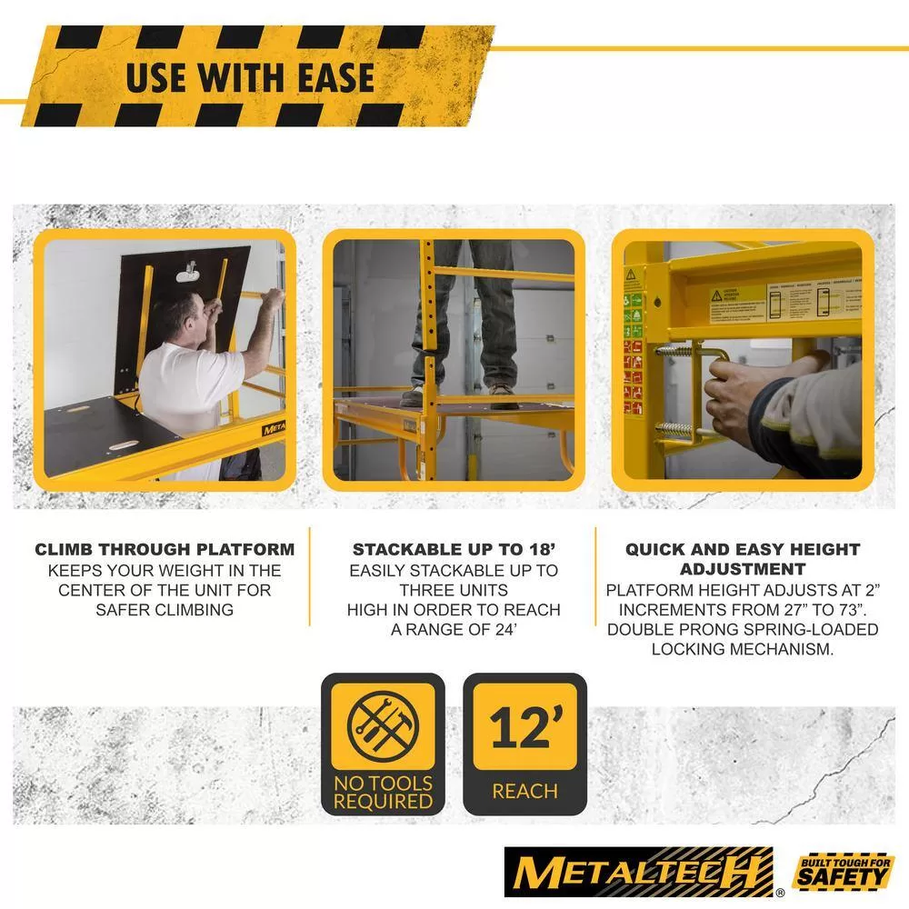 MetalTech I-CISCBPH1 Safeclimb Baker 6.2 ft. L x 6.25 ft. H x 2.5 ft. D Metal Scaffold Platform, 1100lb. Capacity