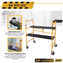 MetalTech I-IMCNAT Jobsite Series Baker 4.1 ft. L x 3.8 ft. H x 1.8 ft. D Mini Scaffold Platform, 500 lbs. Capacity