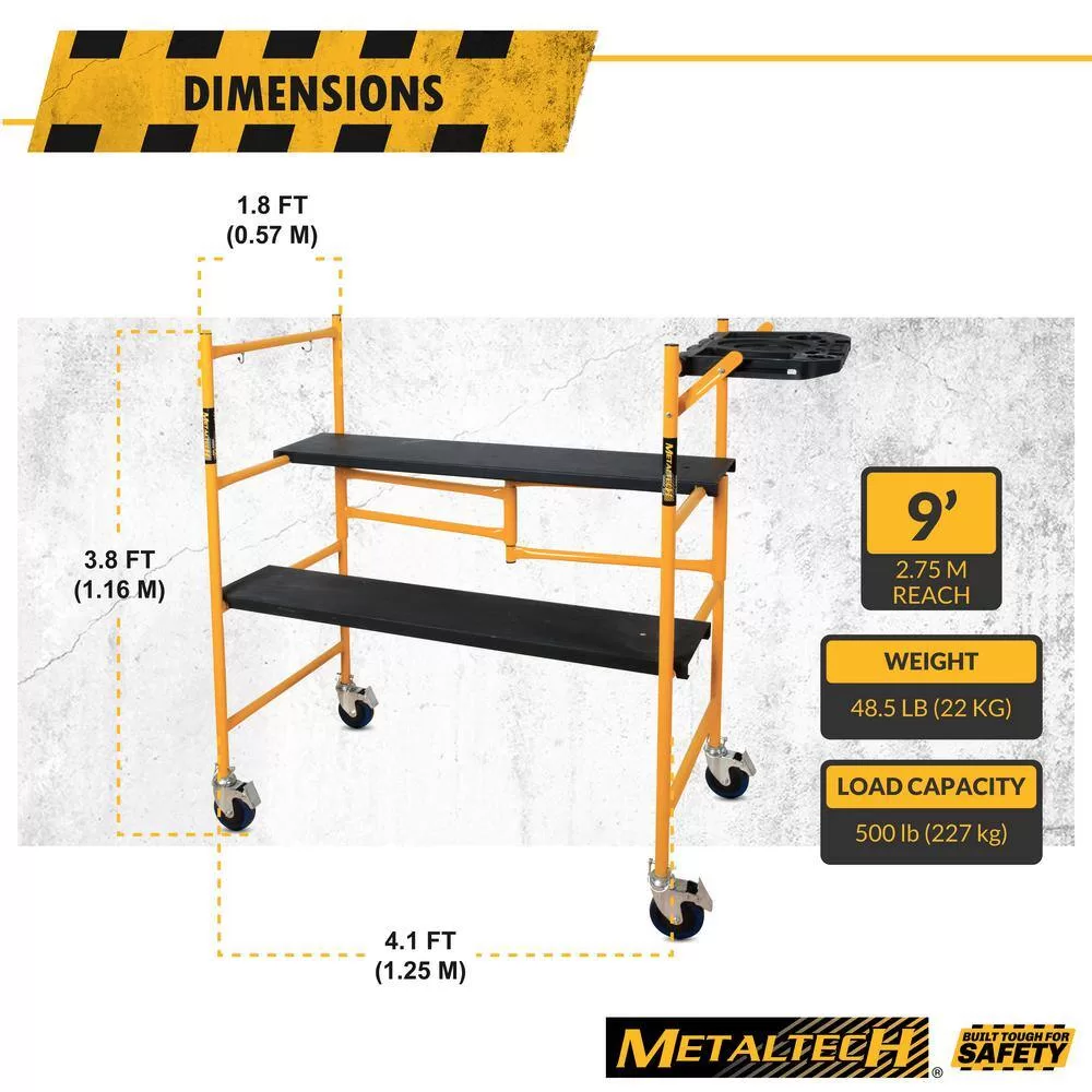 MetalTech I-IMCNAT Jobsite Series Baker 4.1 ft. L x 3.8 ft. H x 1.8 ft. D Mini Scaffold Platform, 500 lbs. Capacity
