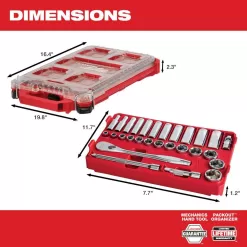 Milwaukee 48-22-9481-48-22-9482 3/8 in. Drive SAE/Metric Ratchet and Socket Mechanics Tool Set with PACKOUT Case (60-Piece)