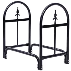 Costway 2 Feet Outdoor Heavy Duty Steel Firewood Storage Holder