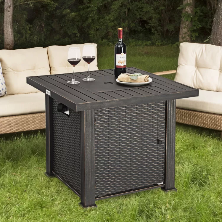 Costway 30 Inch 50000 BTU Square Propane Gas Fire Pit Table with Table Cover