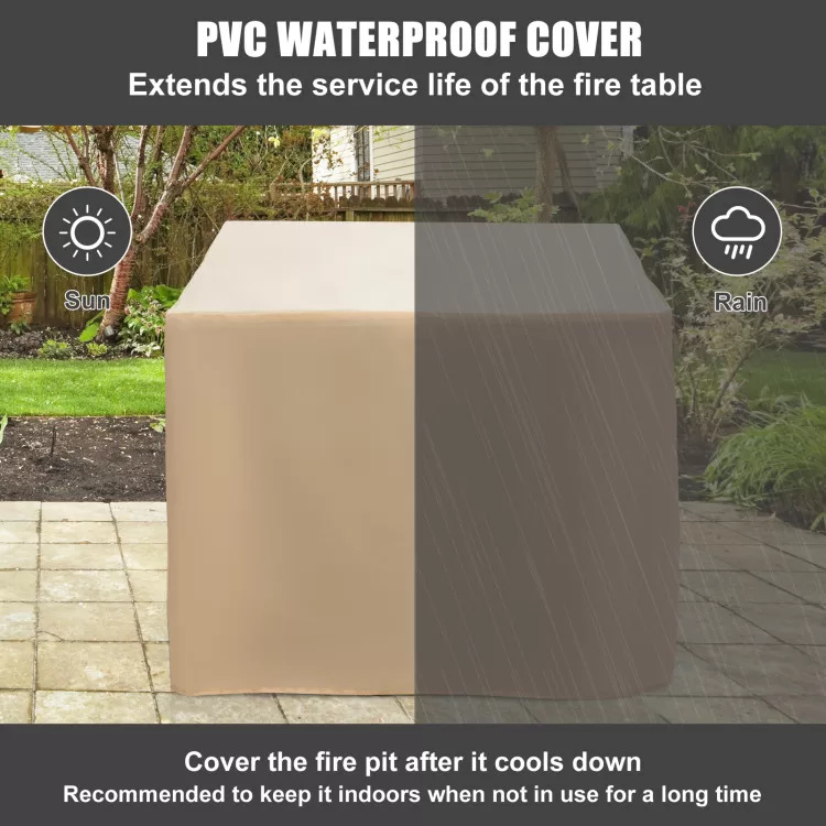 Costway 30 Inch 50000 BTU Square Propane Gas Fire Pit Table with Table Cover