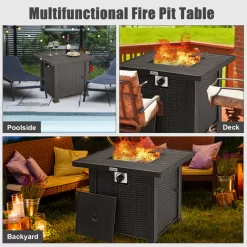 Costway 30 Inch 50000 BTU Square Propane Gas Fire Pit Table with Table Cover