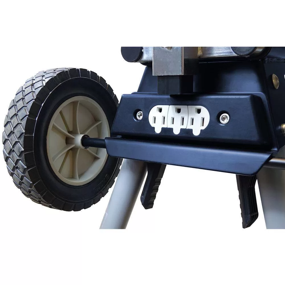 POWERTEC MT4000 Deluxe Miter Saw Stand with Wheels and 110-Volt Power Outlet