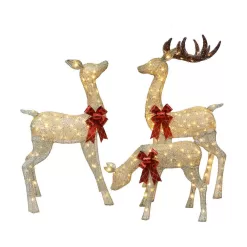 Puleo International 323-YD0418L/3-N Set of 3 Deer Family with Warm White LED Lights