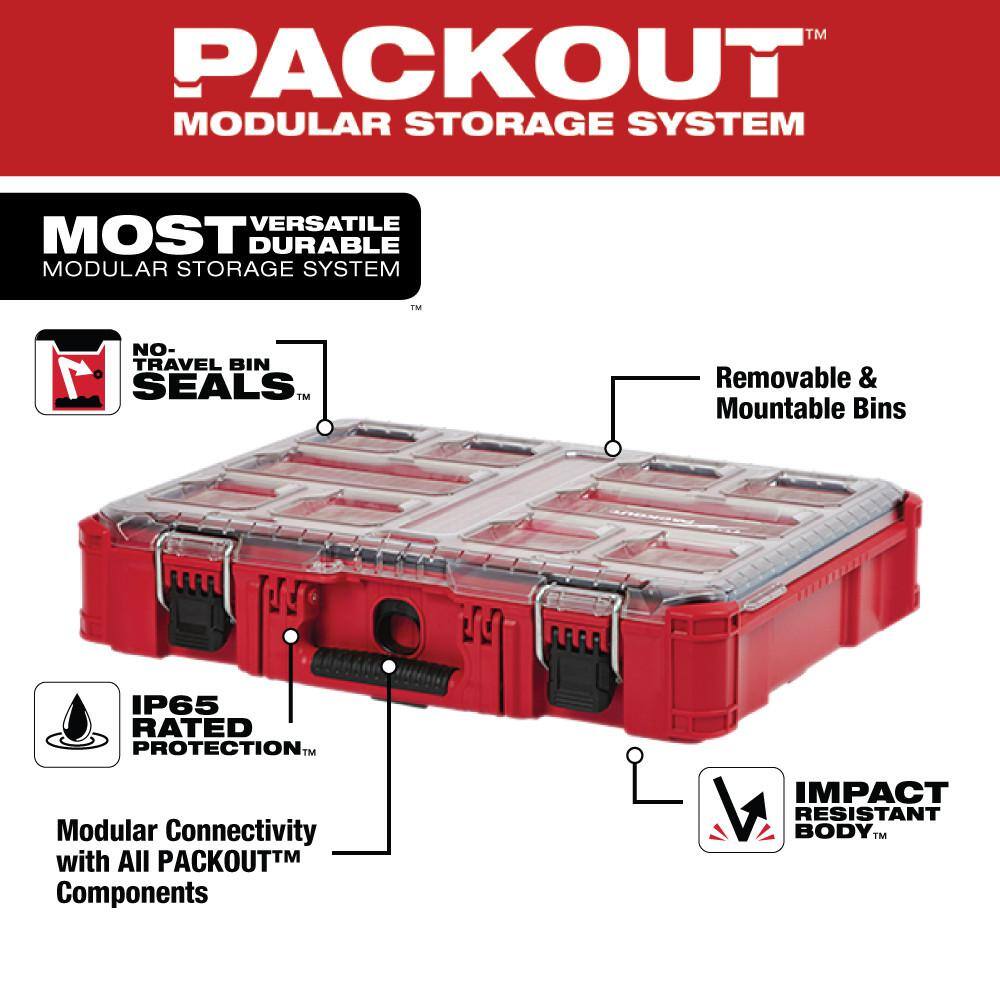 Milwaukee Packout 15 in. W X 4.61 in. H Storage Organizer Impact-Resistant Poly 10 compartments Red - Image 3