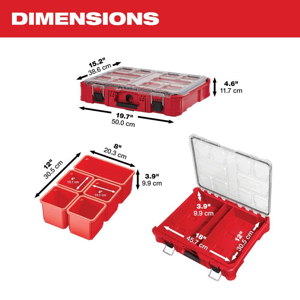 Milwaukee Packout 15 in. W X 4.61 in. H Storage Organizer Impact-Resistant Poly 10 compartments Red - Image 4