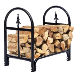 Costway 2 Feet Outdoor Heavy Duty Steel Firewood Storage Holder