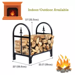 Costway 2 Feet Outdoor Heavy Duty Steel Firewood Storage Holder