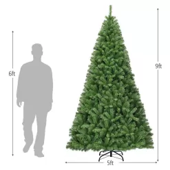 WELLFOR CM-HWY-21222 9 ft. Green Unlit Full Artificial Christmas Tree with 2132 PVC Tips and Solid Metal Stand