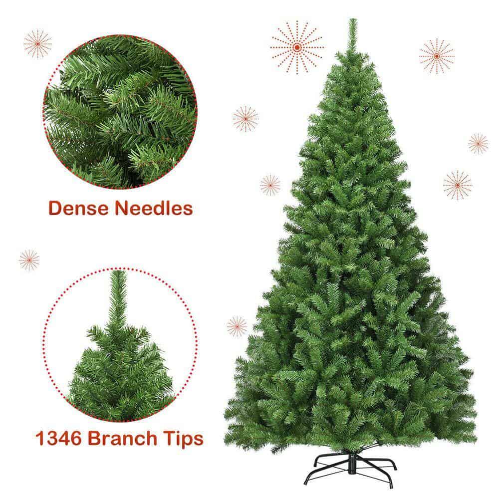 WELLFOR CM-HWY-21222 9 ft. Green Unlit Full Artificial Christmas Tree with 2132 PVC Tips and Solid Metal Stand