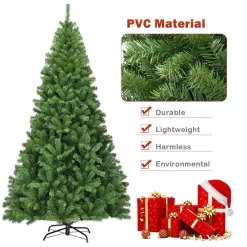 WELLFOR CM-HWY-21222 9 ft. Green Unlit Full Artificial Christmas Tree with 2132 PVC Tips and Solid Metal Stand