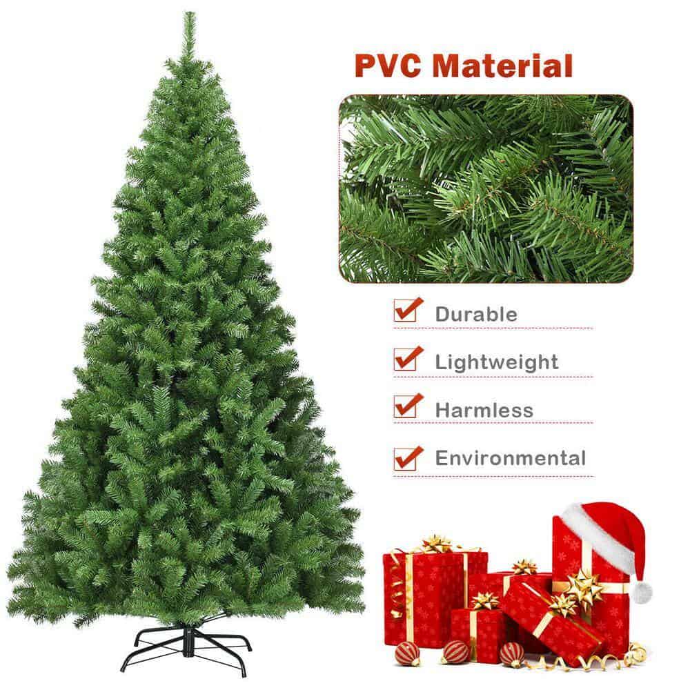 WELLFOR CM-HWY-21222 9 ft. Green Unlit Full Artificial Christmas Tree with 2132 PVC Tips and Solid Metal Stand