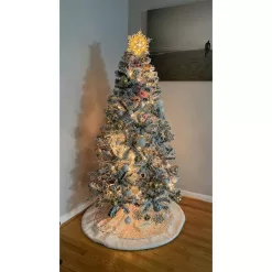 ANGELES HOME M22-8CM69 9 ft. White Unlit Flocked PVC Artificial Christmas Tree with Metal Stand