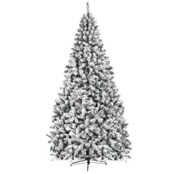 ANGELES HOME M22-8CM69 9 ft. White Unlit Flocked PVC Artificial Christmas Tree with Metal Stand
