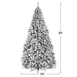 ANGELES HOME M22-8CM69 9 ft. White Unlit Flocked PVC Artificial Christmas Tree with Metal Stand