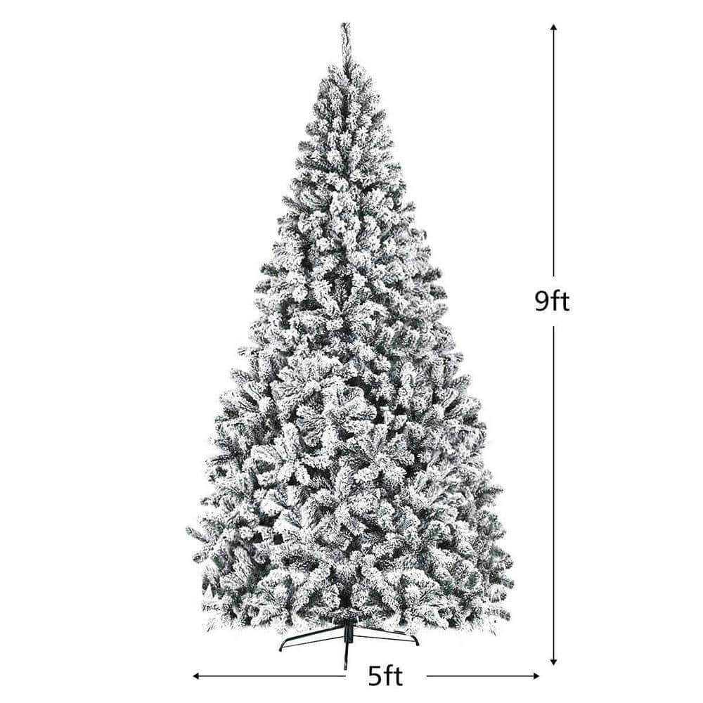 ANGELES HOME M22-8CM69 9 ft. White Unlit Flocked PVC Artificial Christmas Tree with Metal Stand