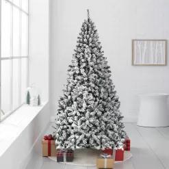 ANGELES HOME M22-8CM69 9 ft. White Unlit Flocked PVC Artificial Christmas Tree with Metal Stand