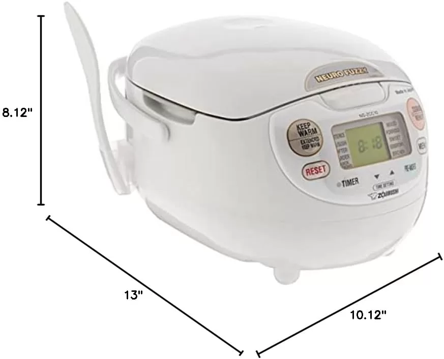 Zojirushi NS-ZCC10 Neuro Fuzzy Cooker, 5.5-Cup uncooked rice / 1L, White
