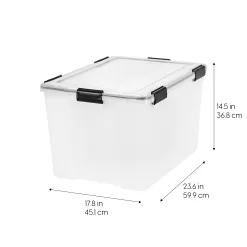 IRIS USA 2Pack 74qt WEATHERPRO Airtight Plastic Storage Bin with Lid and Seal and Secure Latching Buckles