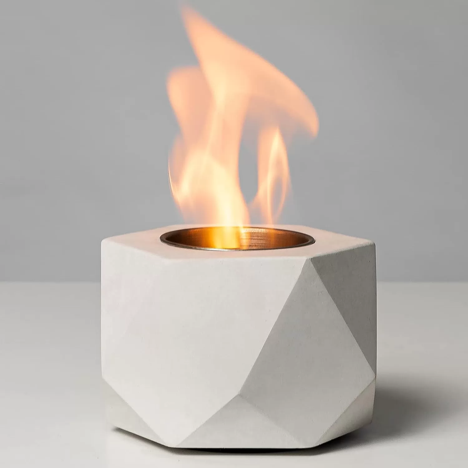 KIZZBY Table Top Fire Pit Bowl - Concrete Tabletop Fireplace Indoor Outdoor Decor Portable Rubbing Alcohol Burner Smores Maker