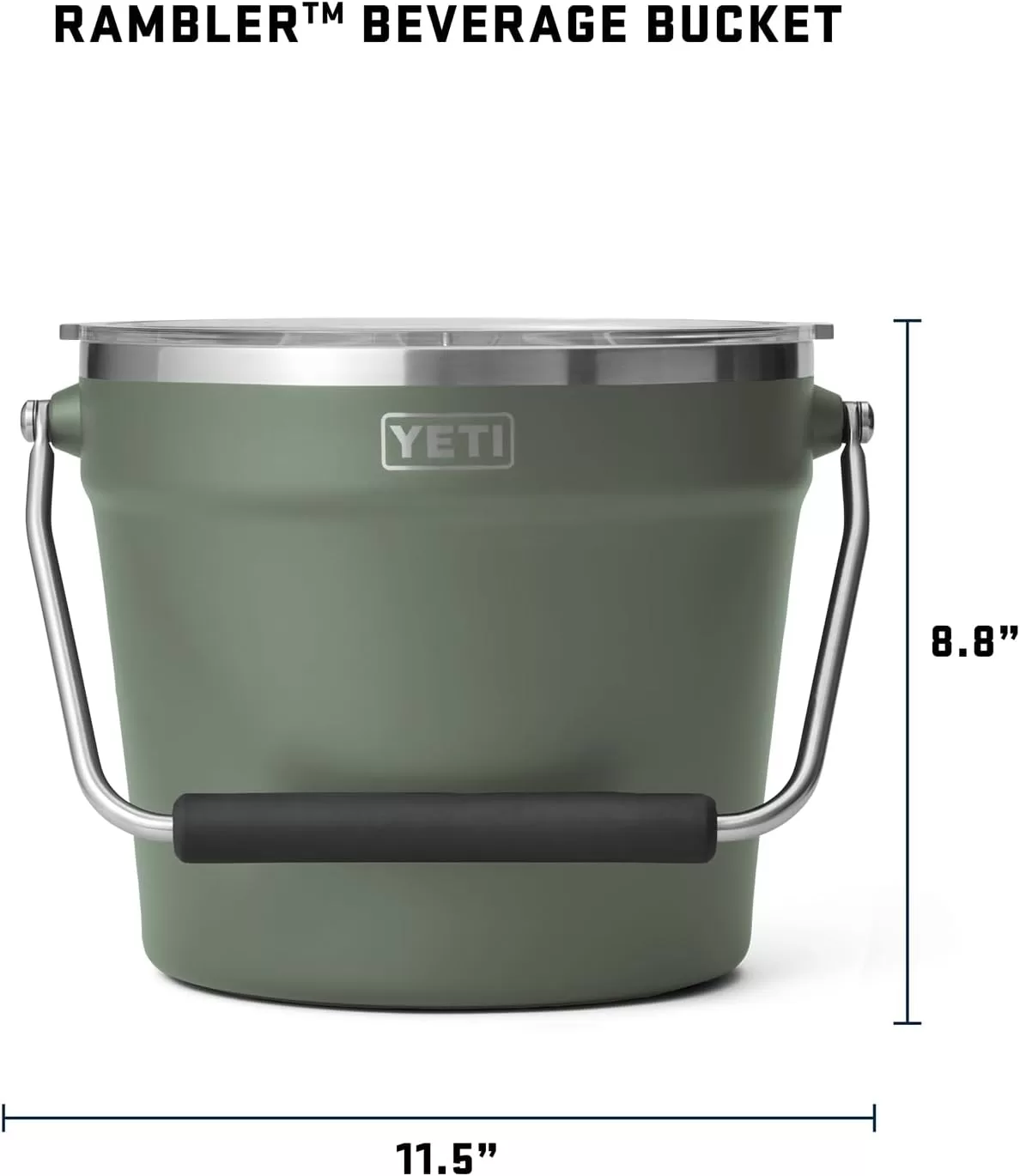 YETI Rambler Beverage Bucket, Double-Wall Vacuum Insulated Ice Bucket with Lid, Camp Green - Image 6