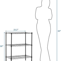 Amazon Basics 3-Shelf Narrow Adjustable, Heavy Duty Storage Shelving Unit , Black, 23.2