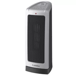 Lasko Oscillating Ceramic Tower Space Heater for Home with Adjustable Thermostat, 2-Speeds, 16 Inches, Silver, 1500W, 5309