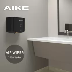 AIKE Air Wiper Compact Hand Dryer 110V 1400W Black (with 2 Pin Plug) Model AK2630