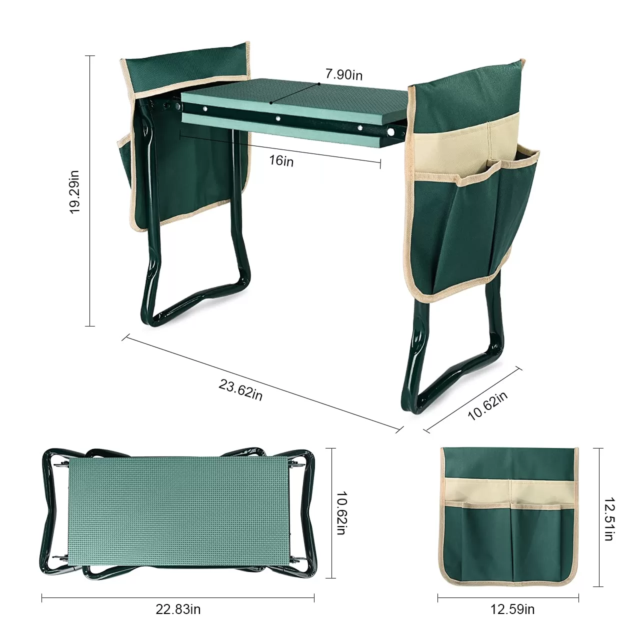 KVR Upgraded Garden Kneeler and Seat with Thicken & Widen Soft Kneeling Pad, Heavy Duty Foldable Gardener Stool