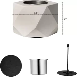 KIZZBY Table Top Fire Pit Bowl - Concrete Tabletop Fireplace Indoor Outdoor Decor Portable Rubbing Alcohol Burner Smores Maker