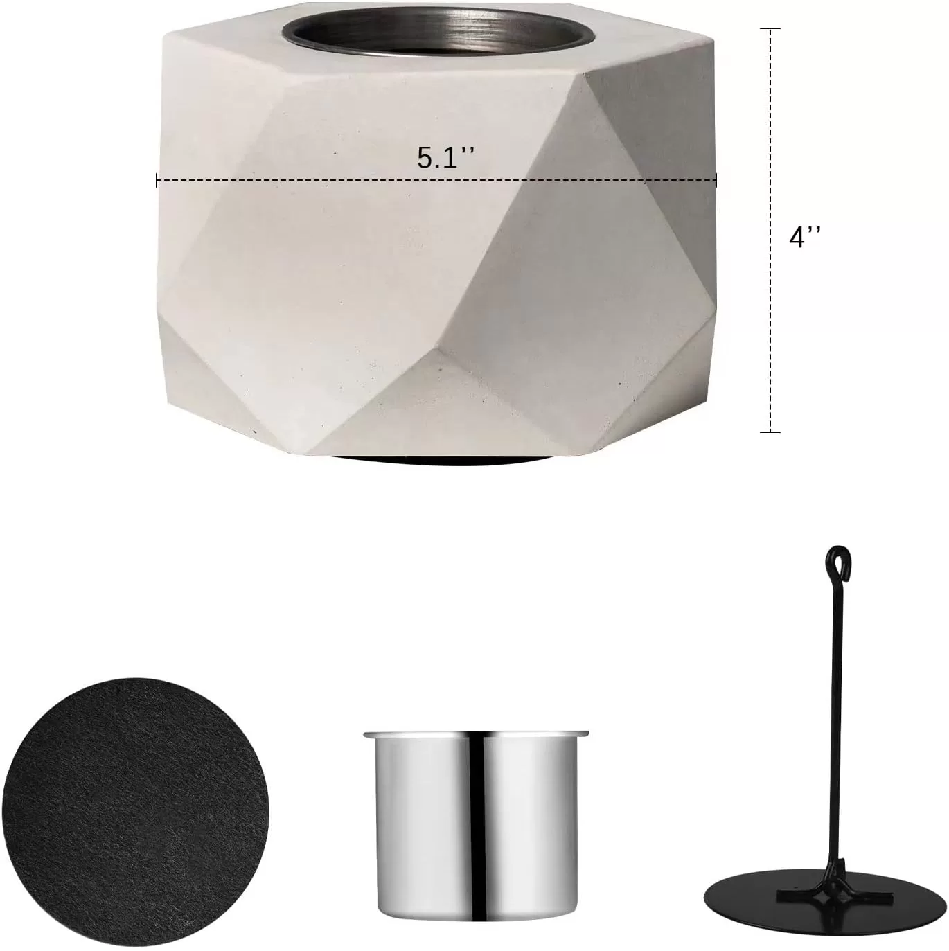 KIZZBY Table Top Fire Pit Bowl - Concrete Tabletop Fireplace Indoor Outdoor Decor Portable Rubbing Alcohol Burner Smores Maker