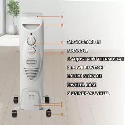 R.W.FLAME Oil Filled Radiator Heater, 3 Heat Settings, Adjustable Thermostat, Portable Space heater