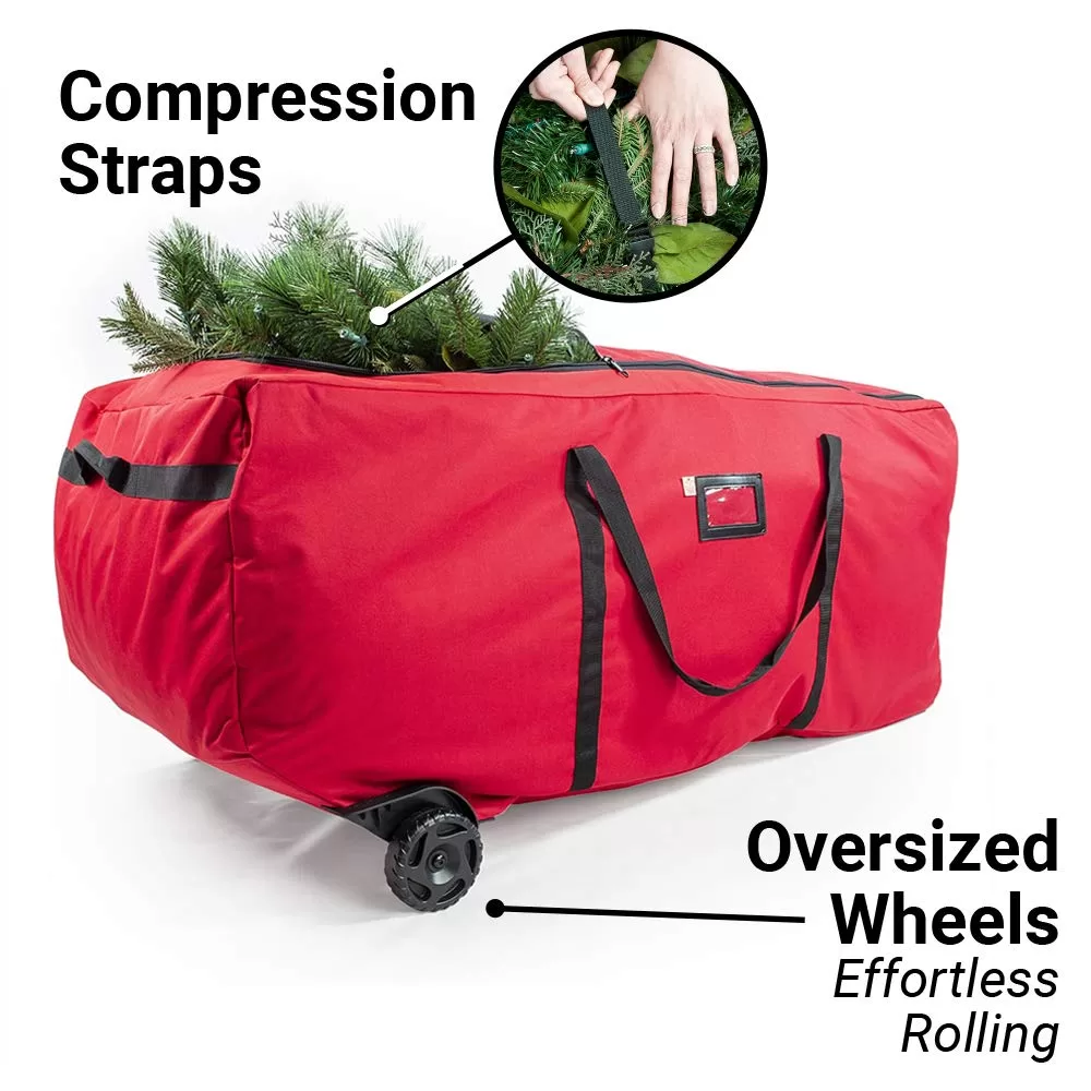 Santa's Bags Rolling Duffle Bag Tree Storage Bag - Big Wheeled 9 Foot Christmas Tree Storage Bag